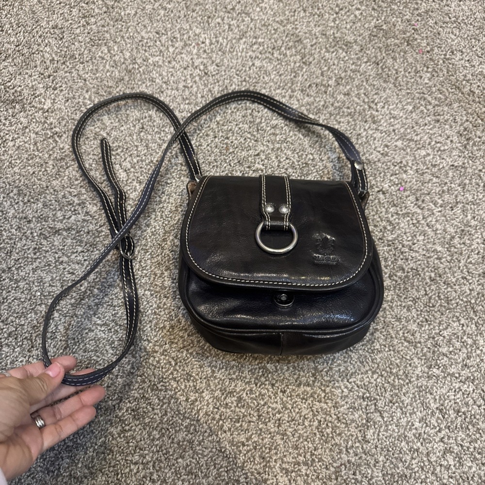 Vera‎ Pelle Italian Leather Black  Crossbody Bag - Picture 11 of 11